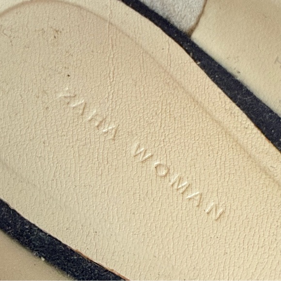 Zara Navy Pointed Laser-Cut Suede Flats - Picture 4 of 8